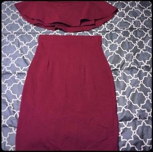 Ruffle 2 piece Bodycon Skirt Set